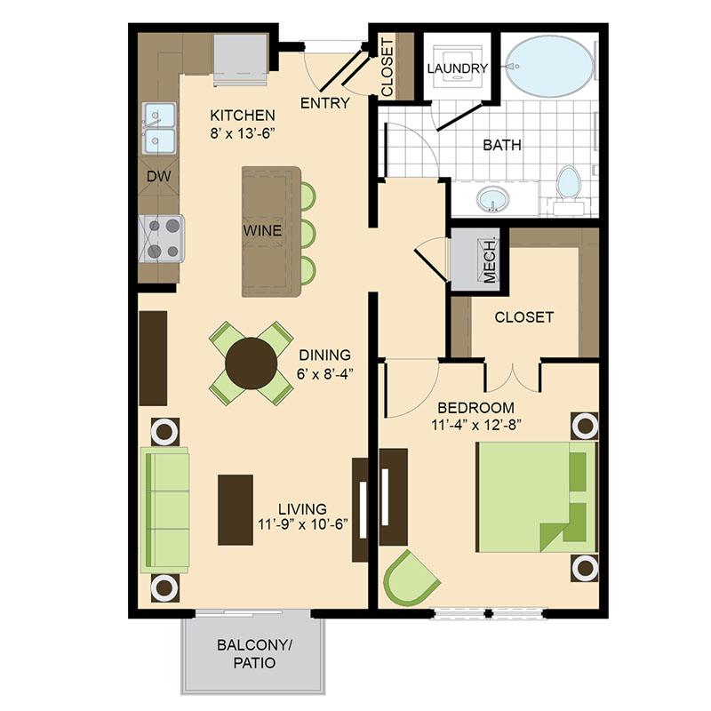 500 Crawford Houston Luxury Downtown Apartments | Austin A2 Floor Plan
