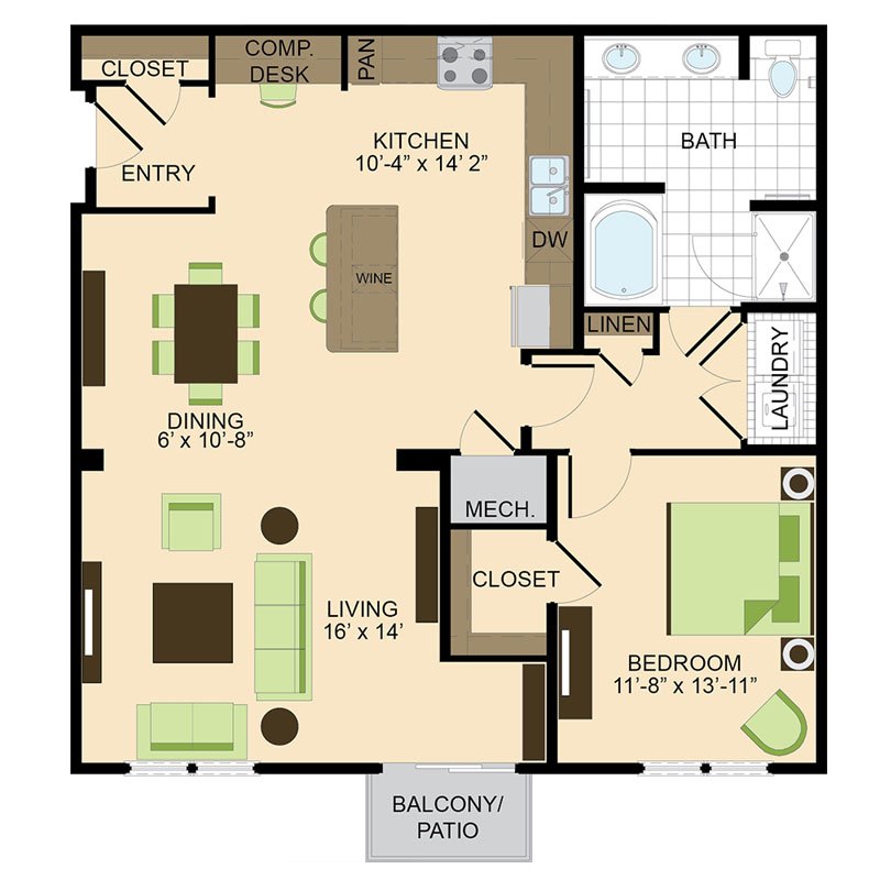 500 Crawford Houston Luxury Downtown Apartments | Austin A6 Floor Plan