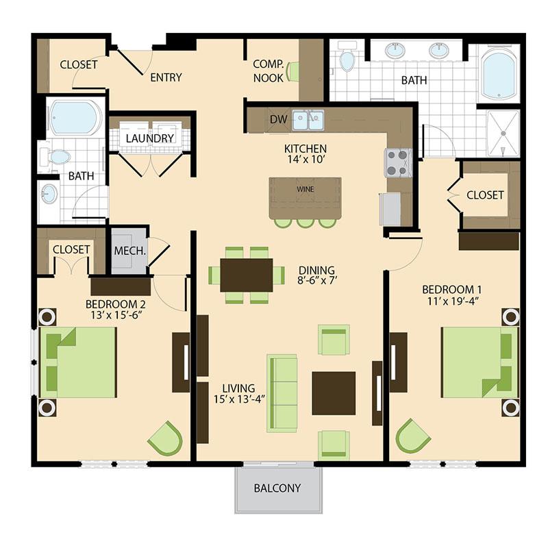 500 Crawford Houston Luxury Downtown Apartments | Austin B4 Floor Plan